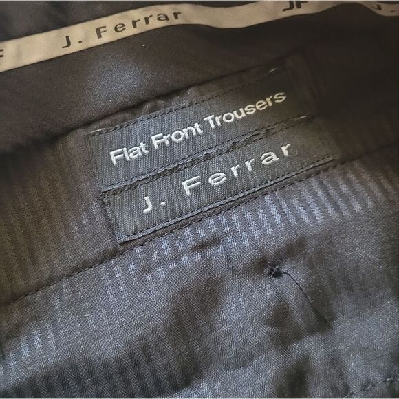 JF J. Ferrar Dress Pants Black Flat Front Trousers Fit 34 x 30 - Picture 5 of 9